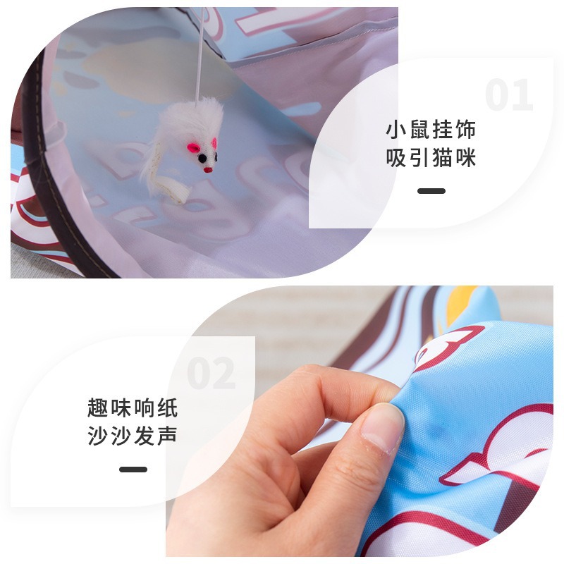 A cat toy bag for self-entertainment and boredom relief, a foldable cat toy stick, a sound-making paper, and a stretchable hairball cat toy Specification image