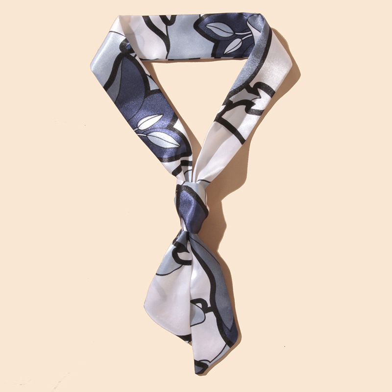 Spring Silk Scarf Women Vintage Tie Bag Streamer Decoration All Scarf Long Scarf Double-Sided Printed Small Silk Scarf Wholesale details Picture