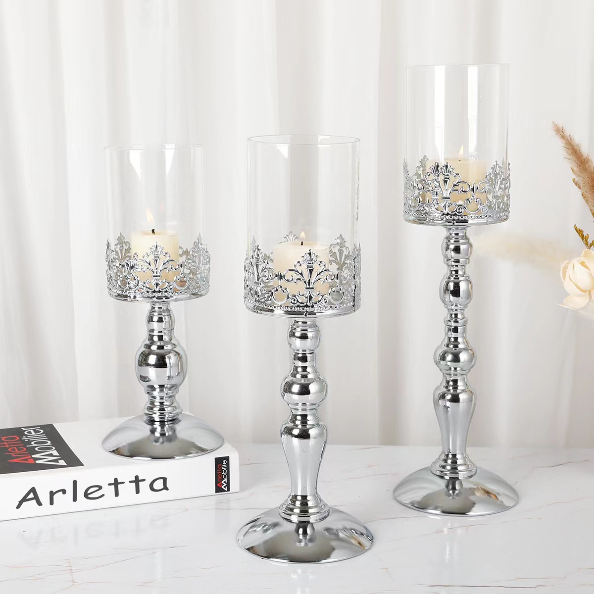 Cross-Border Manufacturers Direct Sales Of European Electroplating Candlestick Wedding Props Amazon Creative Candle Table Craft Decoration Specification drawing