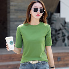 2022夏季韩版圆领纯色中袖T恤女士简约上衣速卖通亚马逊跨境货源