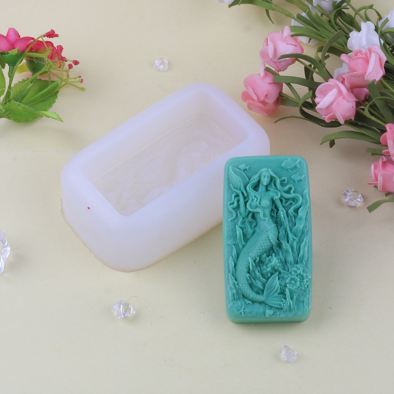 手工皂肥皂模具 食品级模具 美人鱼珊瑚海鱼石膏磨具 翻糖蛋糕模详情图3