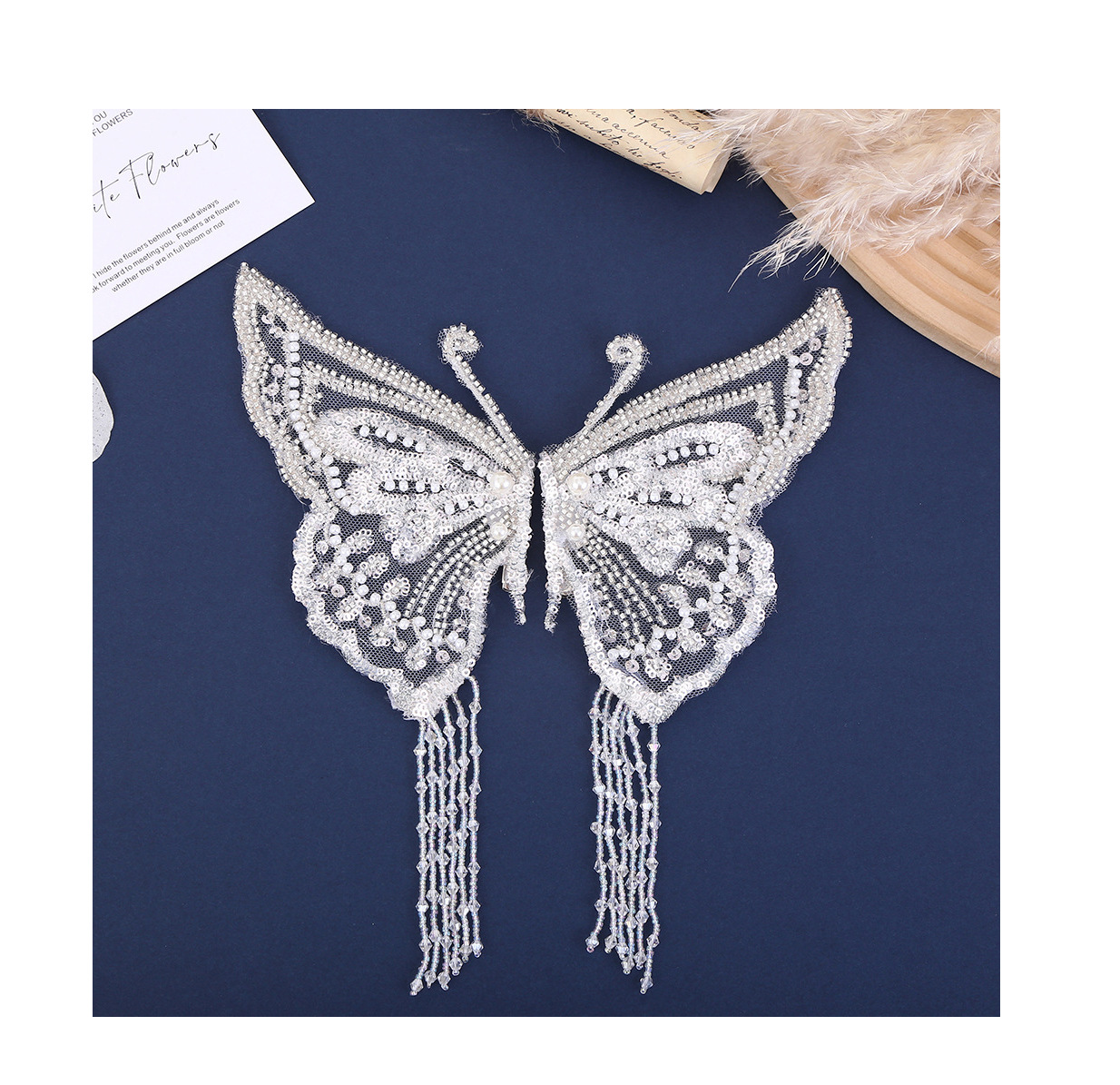 网红同款日韩唯美流苏发夹夏季后脑勺半扎弹簧夹超仙小翅膀对夹详情5