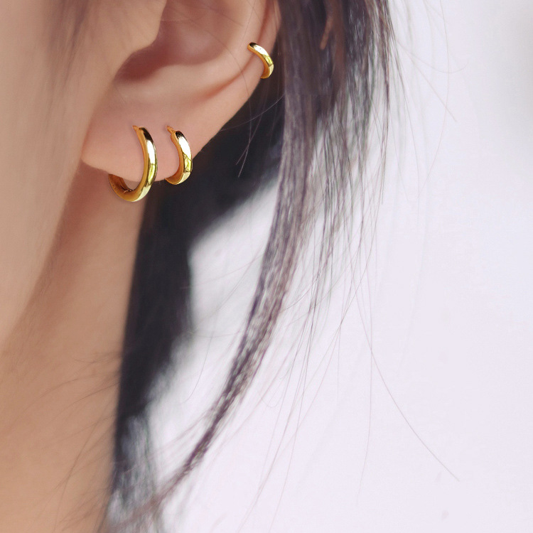 Korean cold and elegant style small ear buckle, INS all-body 925 sterling silver earrings, simple and versatile for women, ear bone stud 0953T