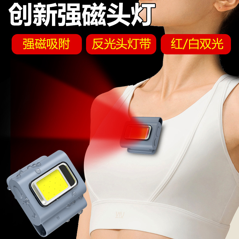 22 Cross-border New multi-functional magnetic TYPE-C charging portable clothes clip running COB silicone work headlamp Item Picture