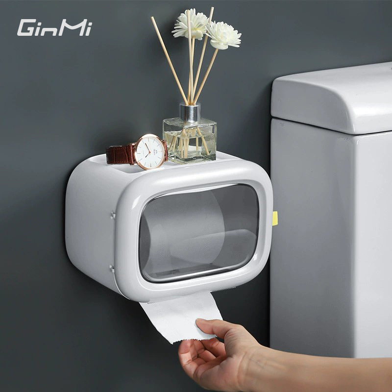 Roll tissue box Perforation-free home paper dispenser Toilet paper dispenser storage Wall mounted creative toilet roll holder