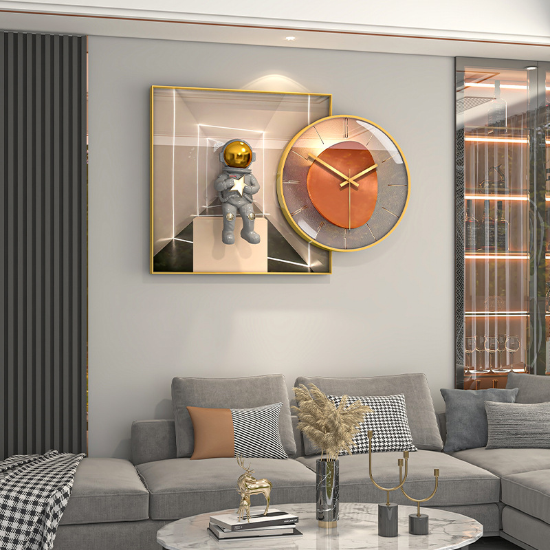 Net Red Clock Living Room New Aluminum Alloy Wall Clock Light Luxury Modern Decoration Clock Wall Relief Simple Hanging Watch Painting Item Picture