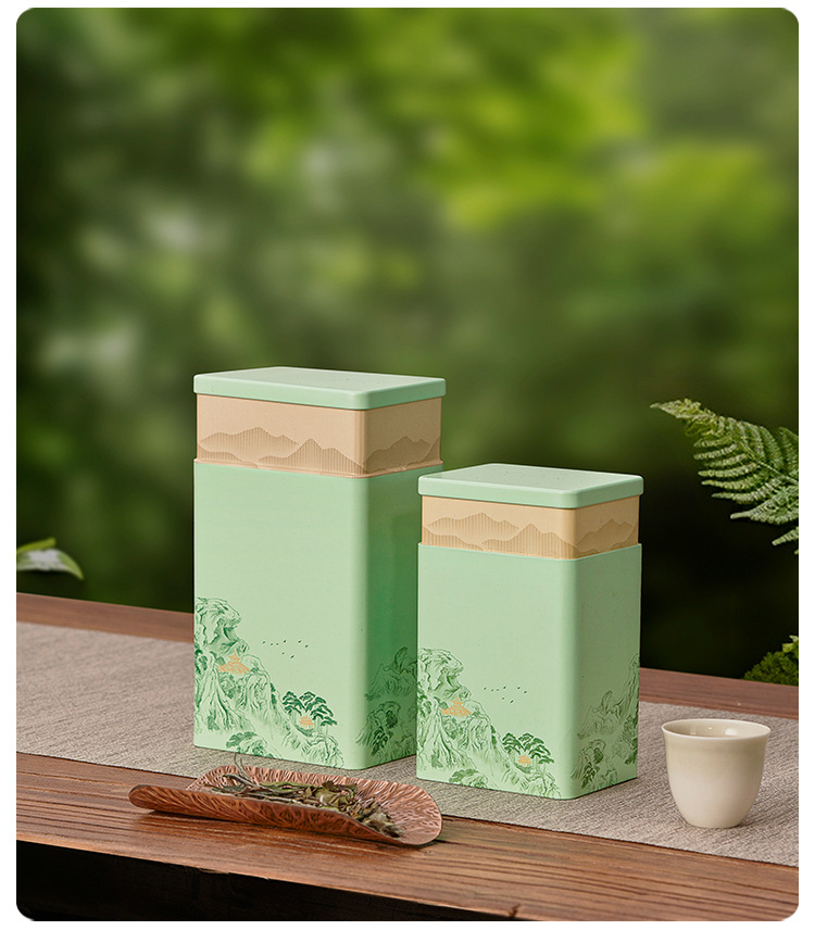 Two and a half jin general tea cans, iron cans for black tea and green tea, metal square cans for tea packaging, empty boxes in stock from the manufacturer pic 6