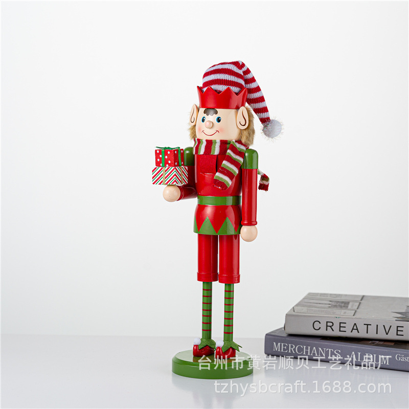 Sb58505 New 38Cm Red Wooden Nutcracker Elf Christmas Tabletop Specification drawing