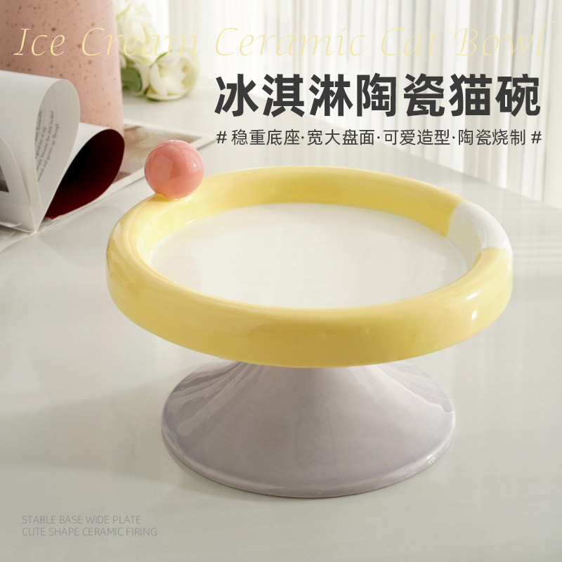 Wholesale Ice Cream Cat Bowl Ice Cream Cat Bowl Double Color Cute Color Cat Pet Small Dog Porcelain Bowl Supplies Application Scenario