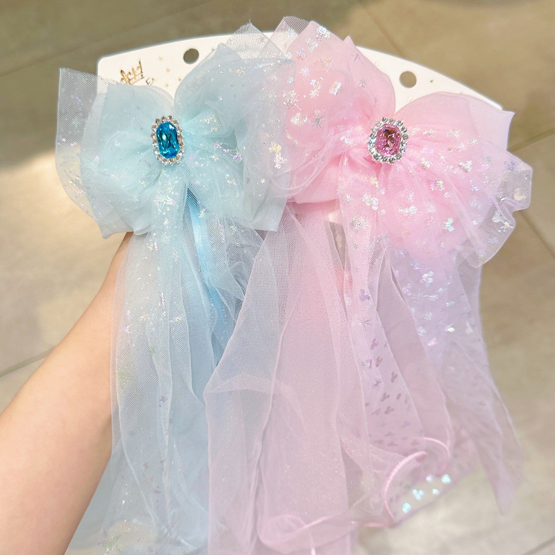 Korean Version Of The New Diamond Bow Draped Children's Hair Clip Net Red Photo Artifact Handmade Delicate Hair Accessories For Baby Girls details Picture