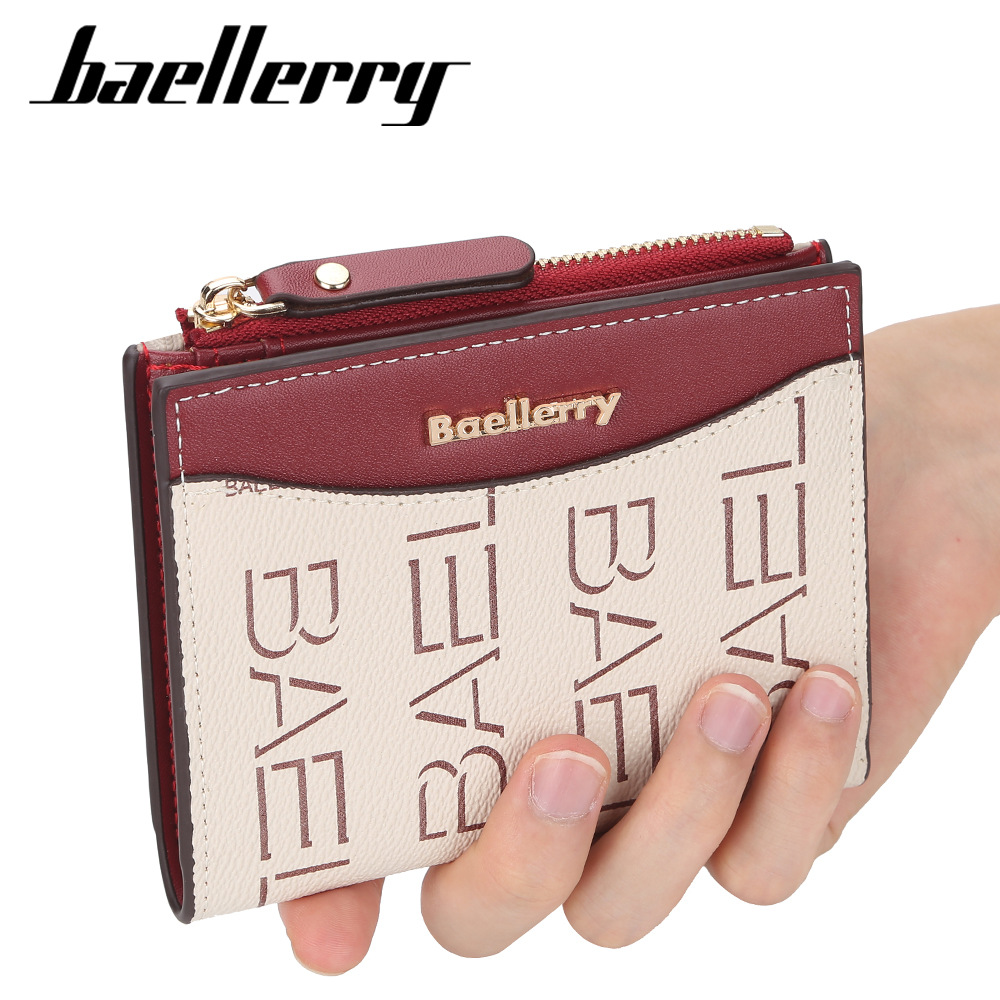 baellerry2023新款女士短款钱包欧美竖款字母印花拉链零钱包时尚两折钱夹详情图3