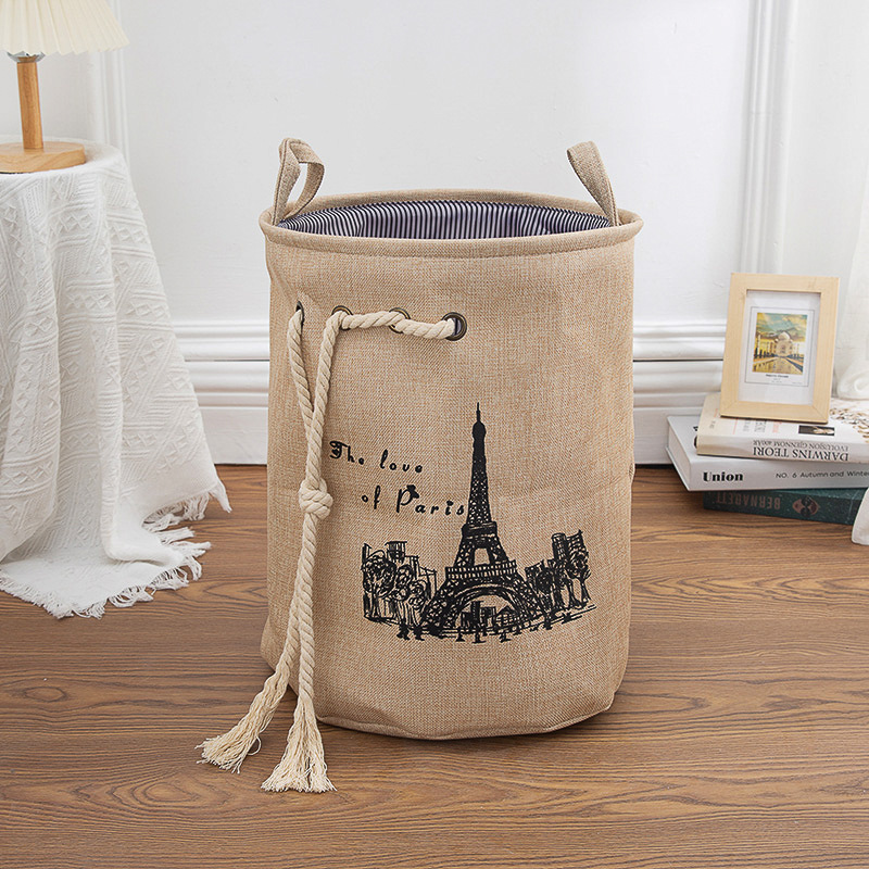 Eva Thick Printed Cotton Rope Double Storage Bucket Storage Basket Laundry Basket Storage Bucket Folding Dirty Clothes Basket Cloth New Specification drawing