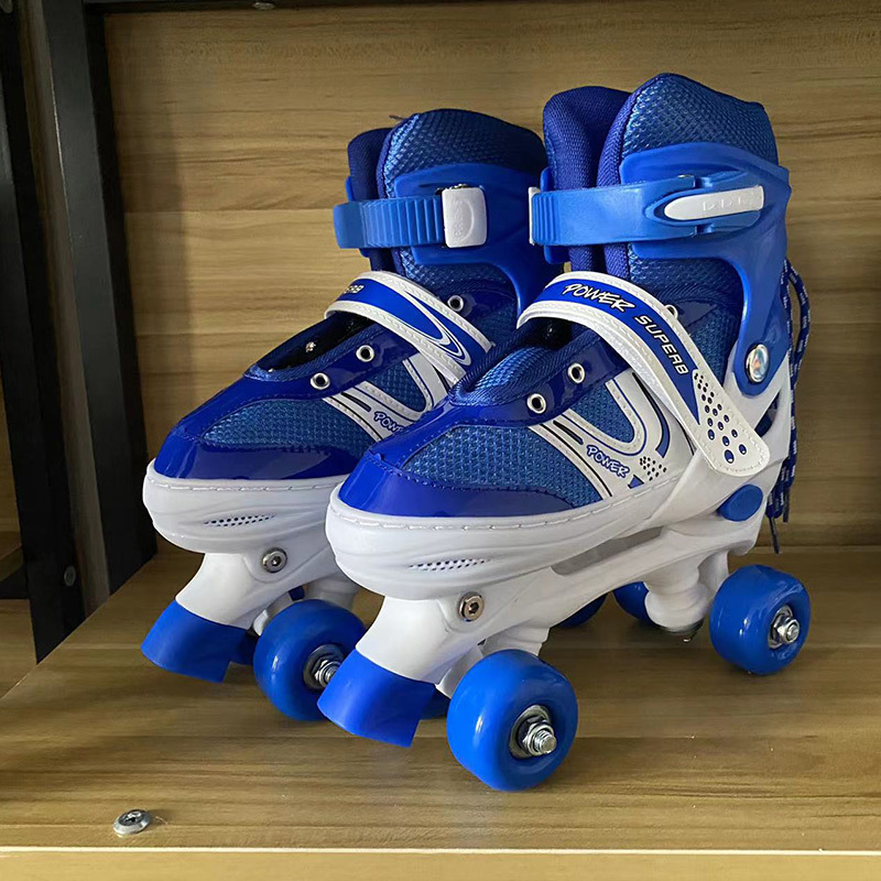 双排溜冰鞋成人旱冰鞋传统溜冰鞋尺码可调儿童四轮轮滑鞋厂家直销图