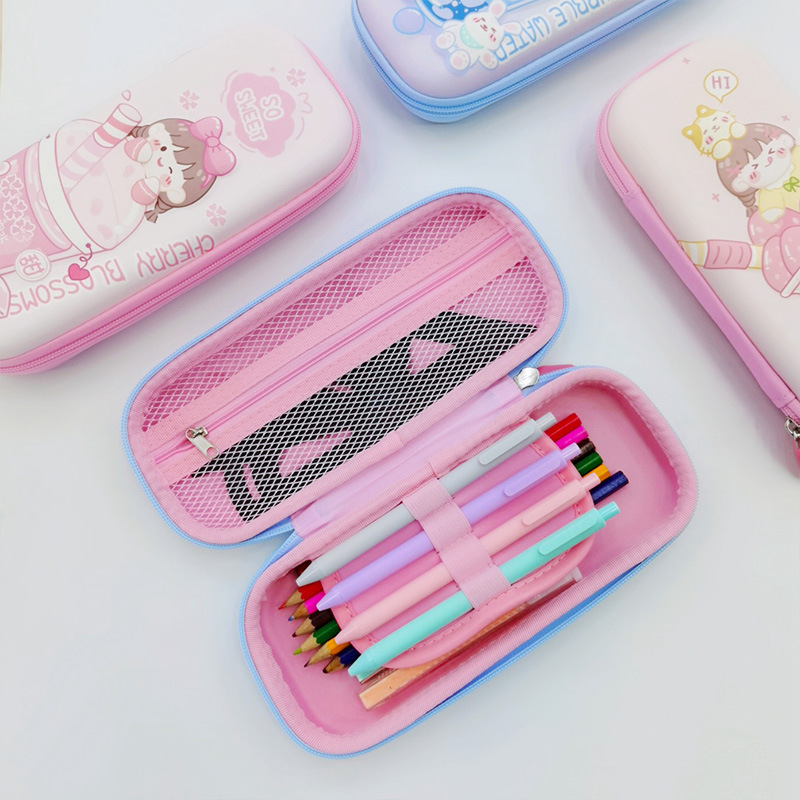 韩国EVA大容量文具盒卡通小学生铅笔盒立体动漫可爱粉色女孩笔袋详情图1