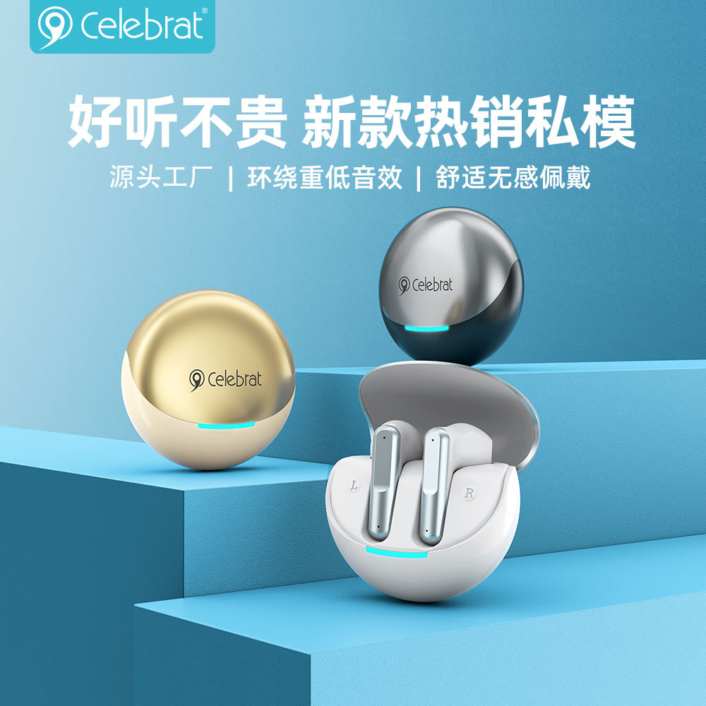 Celebrat's new private model TWS wireless Bluetooth headphones offer high-quality sound for mobile phones with deep bass. Factory W61 thumbnail