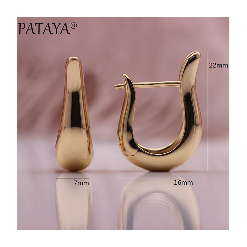 PATAYA585 rose gold electroplated earrings, cross-border direct supply, AliExpress micro-inlaid zircon irregular earrings Item Picture