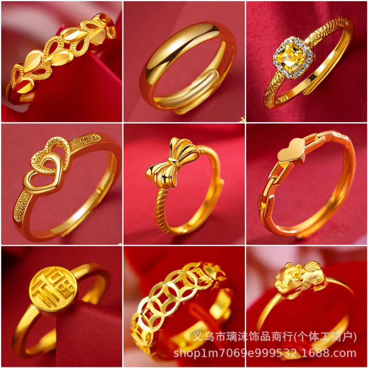 Fashionable and niche design, high-end bow women's ring, adjustable opening, gold-plated ring, brass sand-gold plated wholesale