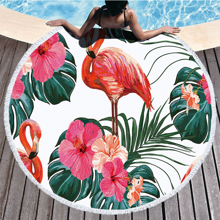 Beach Towel Custom Cross-Border Hot New Home 3D Digital Flamingo Print Swimming Bath Towel Absorbent Towel details Picture
