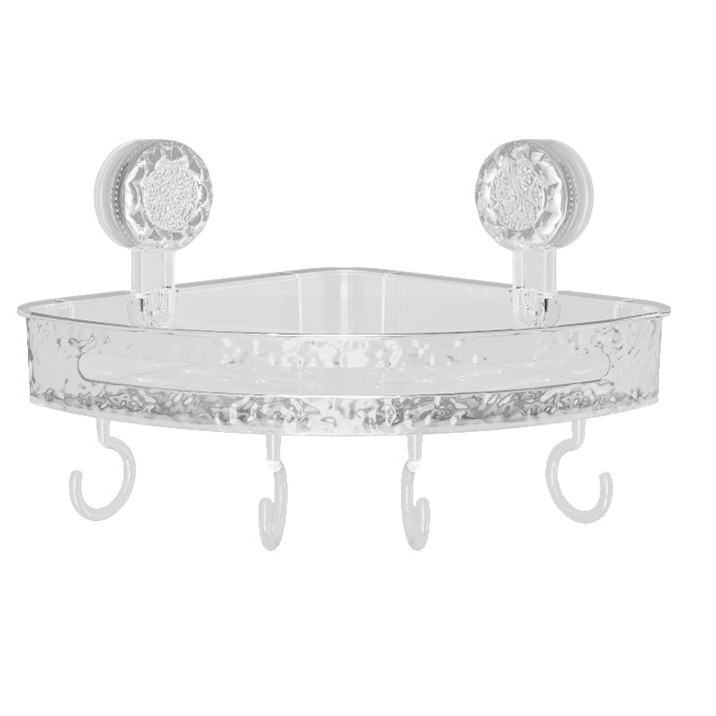 Corrugated suction cup corner shelf tripod Bathroom toilet toilet toiletry table perforation-free wall hanging storage rack Item Picture
