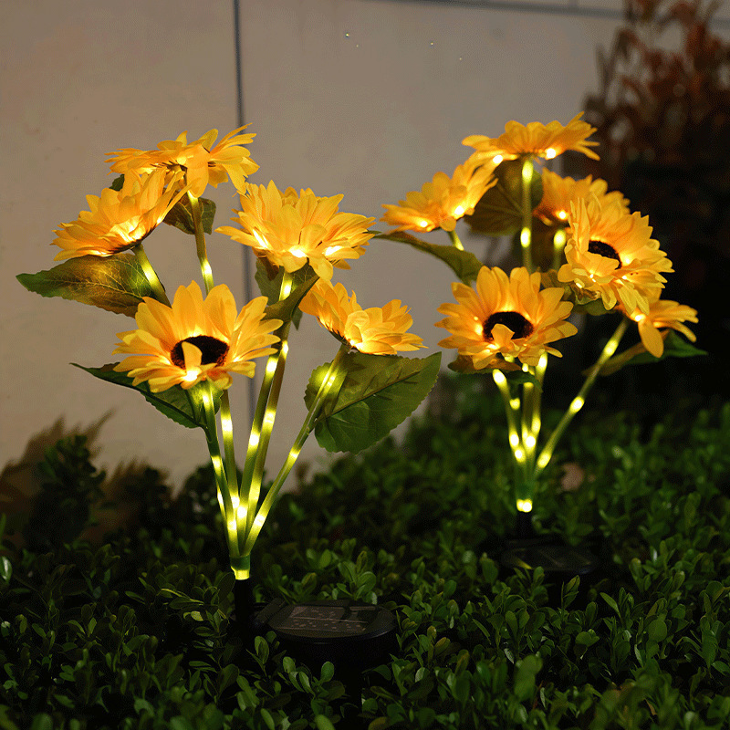2025 Cross-border New Model solar 6-head sunflower lamp Lawn Garden Atmosphere lamp Simulation outdoor Courtyard lamp