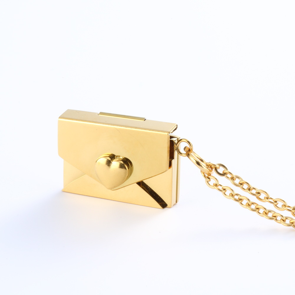 New Vintage Love Letter Envelope Stainless Steel Pendant Couple Accessories Personality Style Girl Titanium Steel Square Geometric Necklace details Picture