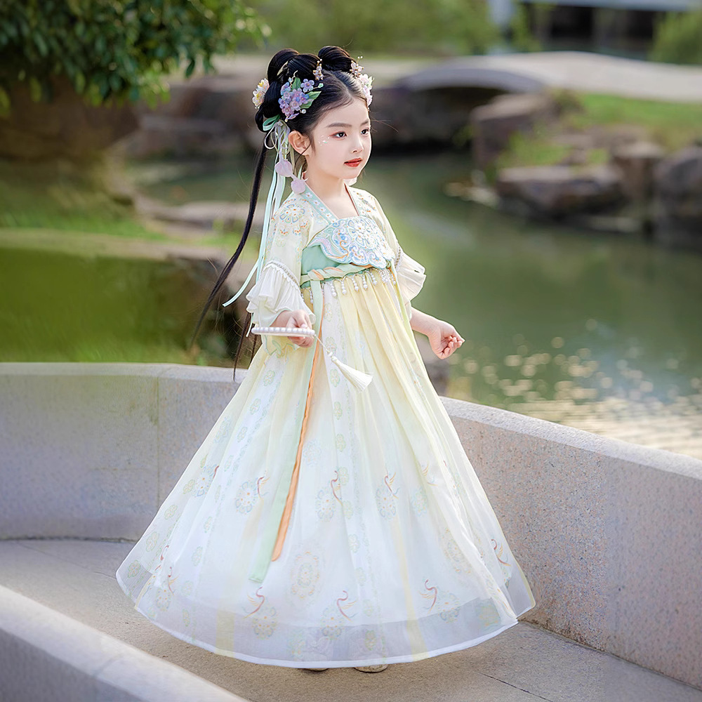 国潮女童汉服2025夏季新款儿童高端古装日常襦裙小女孩唐装连衣裙批发产品图