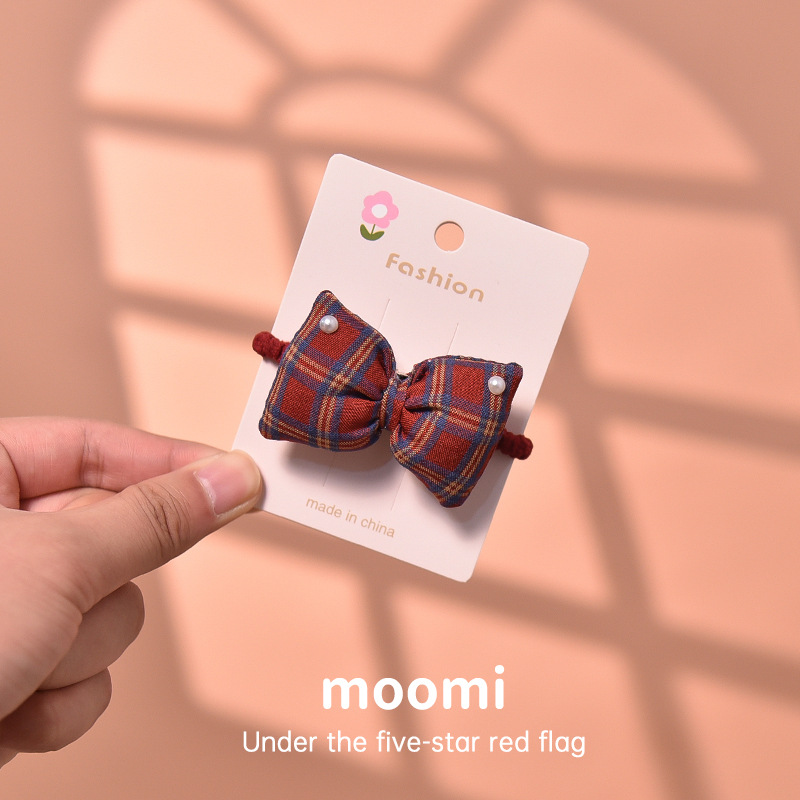 复古格子蝴蝶结一字夹侧边夹女童国潮发饰大发圈小学生头饰品批发详情19