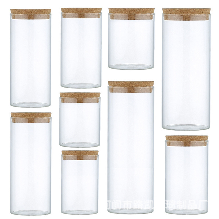 Wholesale Glass Cork-Covered Sugar Jar Storage Jar Tea Dried Fruit Sealed Jar Kitchen Seasoning Storage Glass Jar Item Picture
