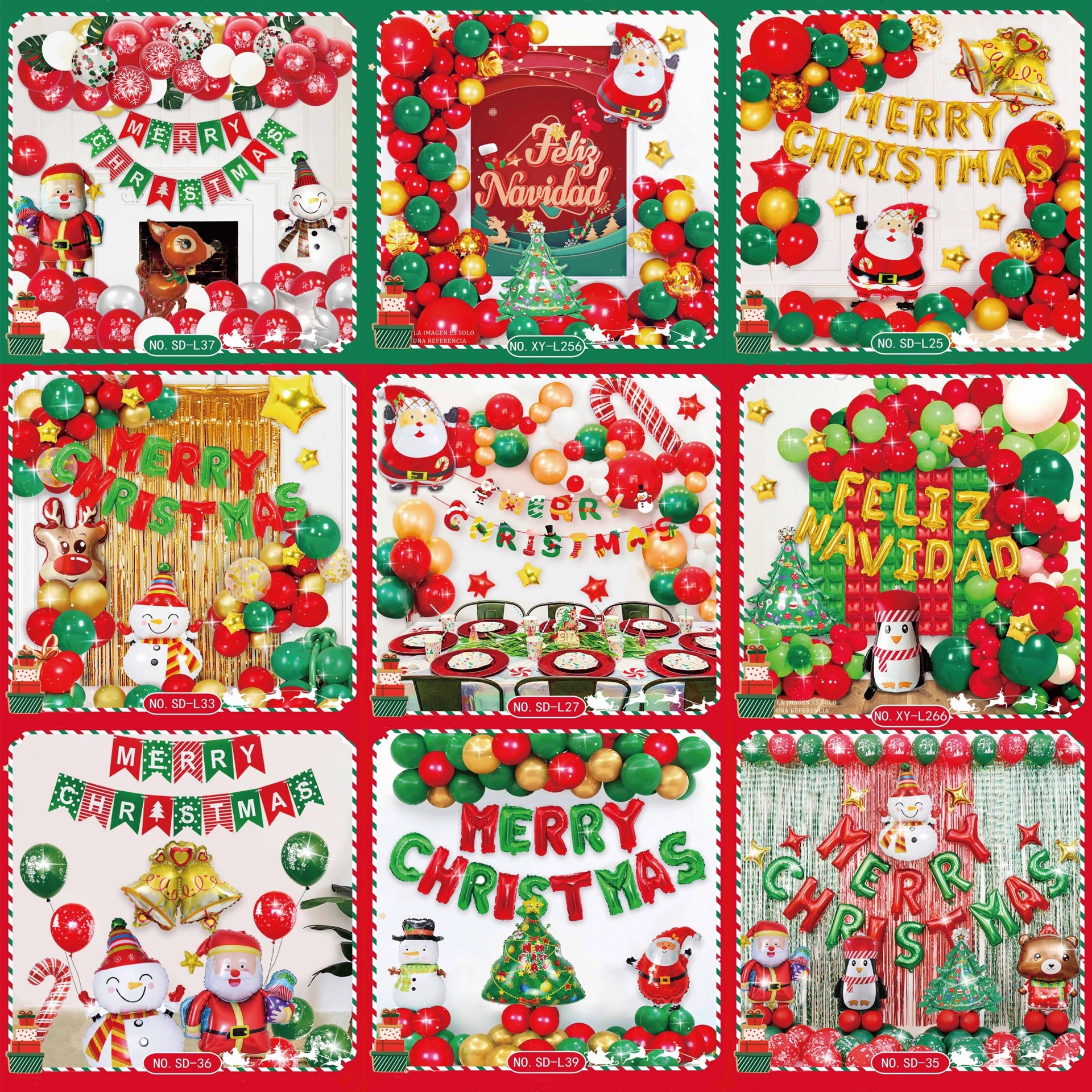 Cross Border Christmas Aluminum Film Balloon Set Party Balloon Merrychristmas Scene Layout English Spanish