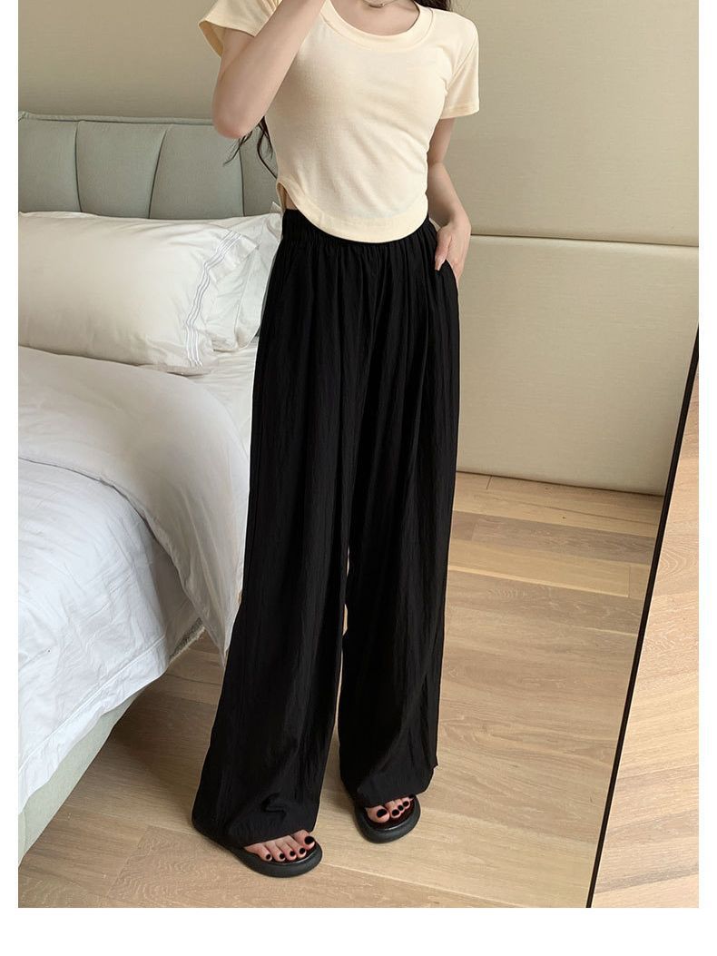 Japanese Slouchy Small Texture Yamamoto Pants For Women Sunscreen Pants For Women Slimming Summer Pendant Wide Leg Casual Pants Specification drawing
