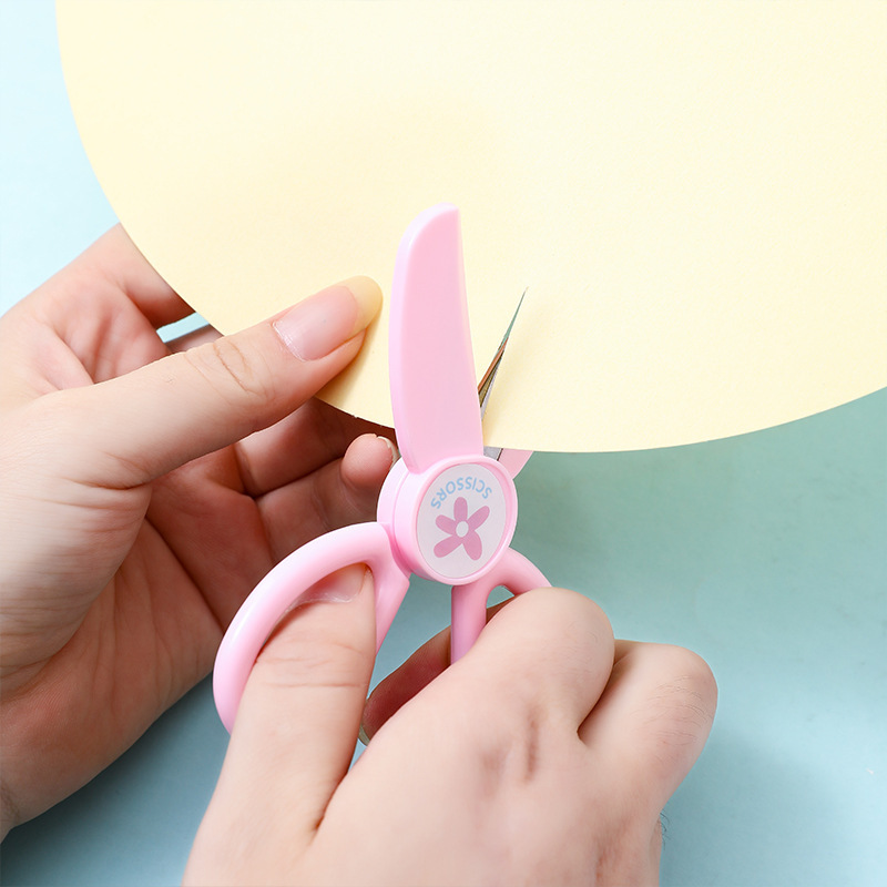 Plastic macaron colored handmade student children's scissors Kindergarten cartoon paper-cutting scissors art stationery scissors Specification drawing