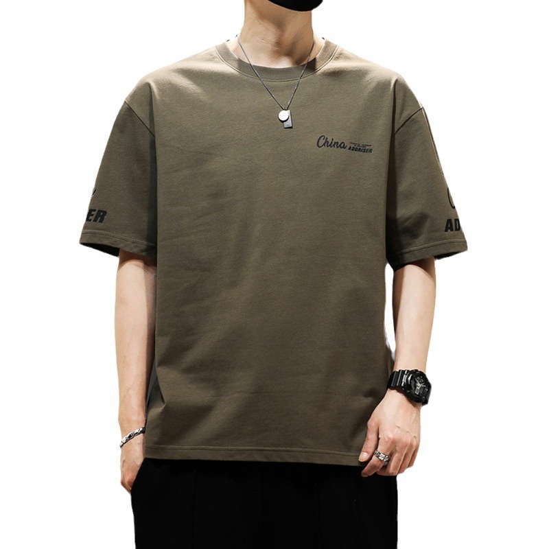 Short-sleeved T-shirt for men, a summer trend brand, off-the-shoulder breathable round-neck five-quarter sleeve T-shirt for men, a casual thin half-sleeve T-shirt Item Picture