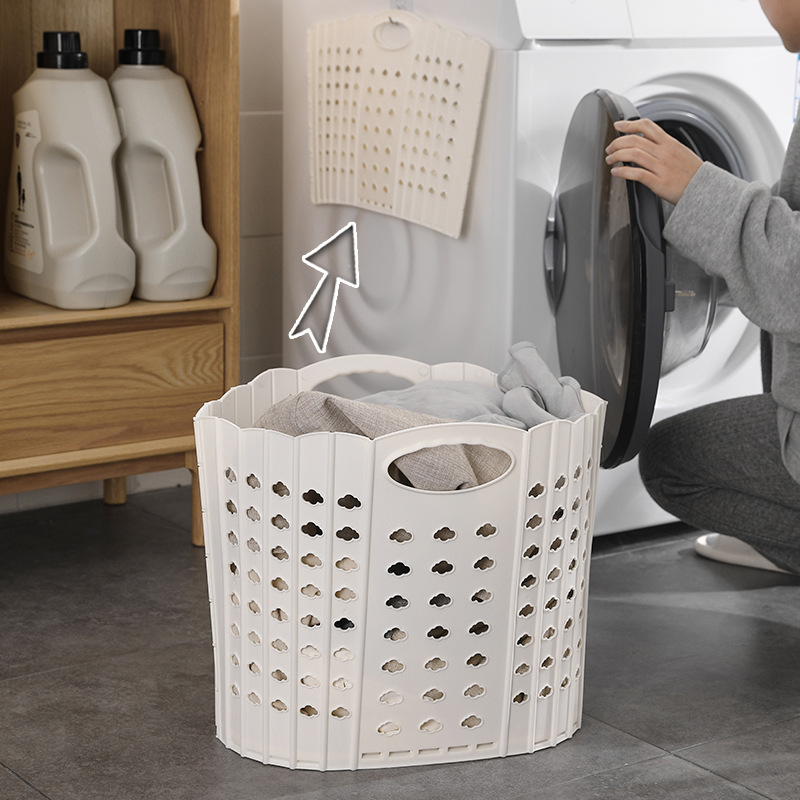 Wholesale of large household folding dirty clothes baskets, wall-mounted laundry baskets, plastic storage baskets for dirty clothes in the bathroom