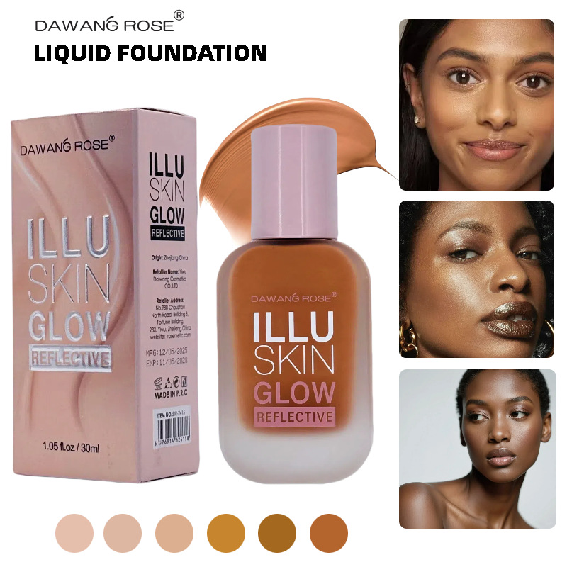Cross-border exclusive 6-color foundation liquid, long-lasting makeup without smudge, waterproof, sweat-proof, easy to spread, oil-control and concealer foundation cosmetics details Picture