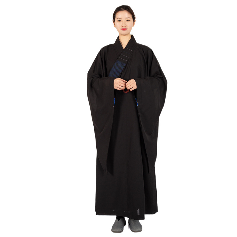 台麻面料长褂佛衣居士服女长袖海清禅修男僧服春夏秋冬 厂家直销白底实物图