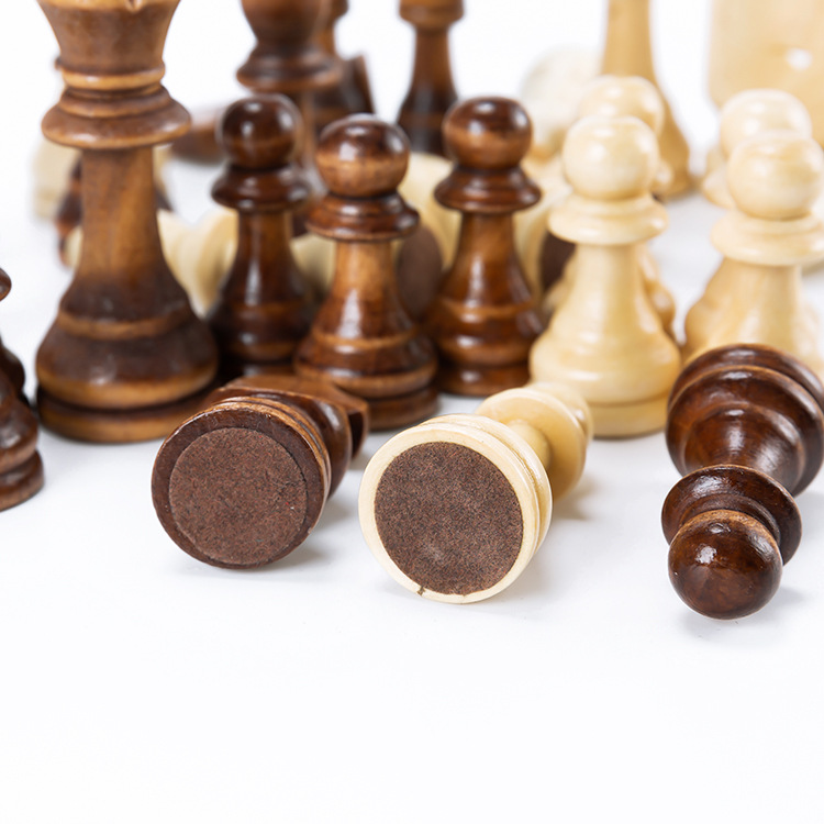 Wooden Game Pieces Wooden Humanoid International Chess Pieces Wooden Chess Pieces Children's Mental Checkers Wooden Toys details Picture