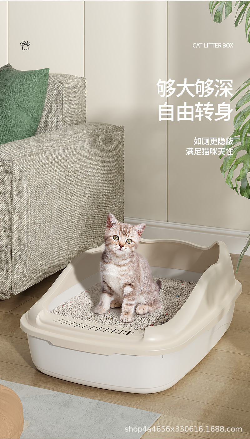加高半封闭猫砂盆防外溅猫厕所特大号宠物用品高围栏可拆洗猫屎盆详情9