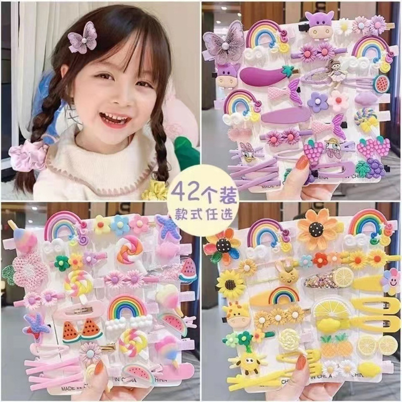 New Children's Hair Clip Wholesale Candy Color Hair Clip Side Clip Broken Hair Clip Set details Picture