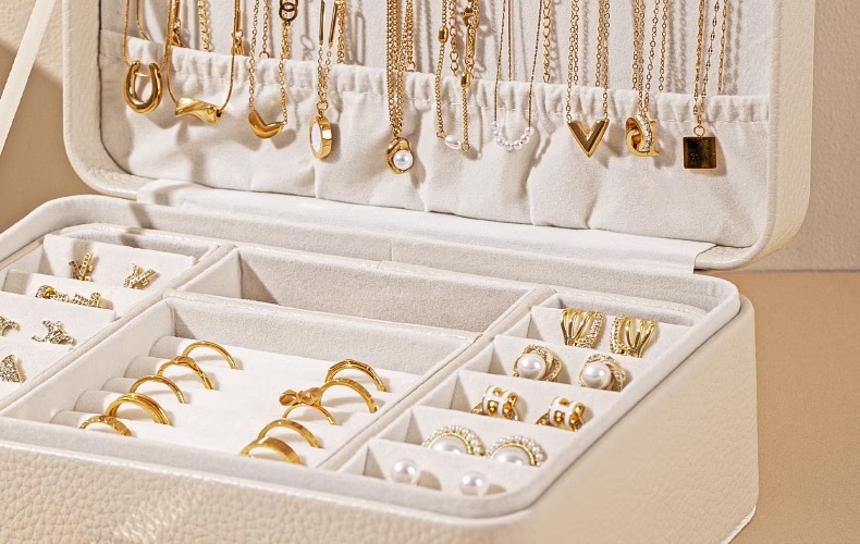 Caja de joyas multicapa de gran capacidad orejeras pendientes anillos pendientes collares de alto grado antioxidante accesorios de mano caja de almacenamiento pic 24