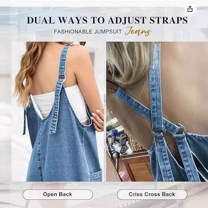 2024 Cross-border trade Amazon women's high-top denim jumpsuit, casual sleeveless loose cargo pants and jeans Application Scenario