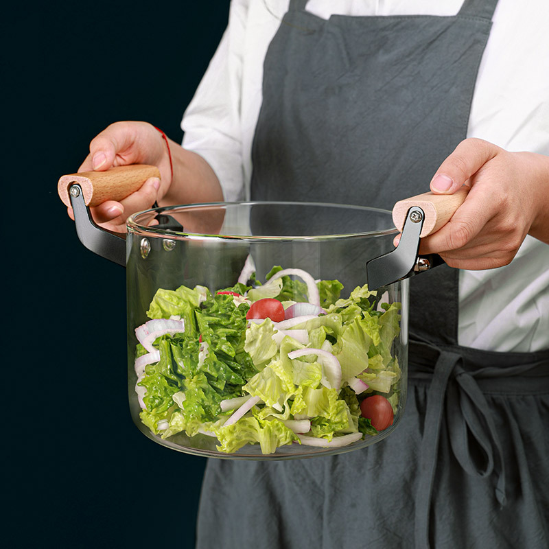 High borosilicate glass pot, household soup and stewing pot, transparent cooking pot, high-temperature resistant noodle cooking pot, stewing and baby food soup pot details Picture