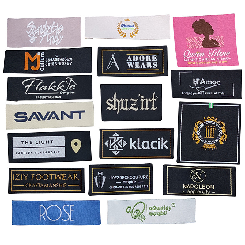 The factory supplies high-density woven labels, collar labels, clothing labels, plush toy marks, cross-border clothing fabric labels, bath towel fabric stickers details Picture