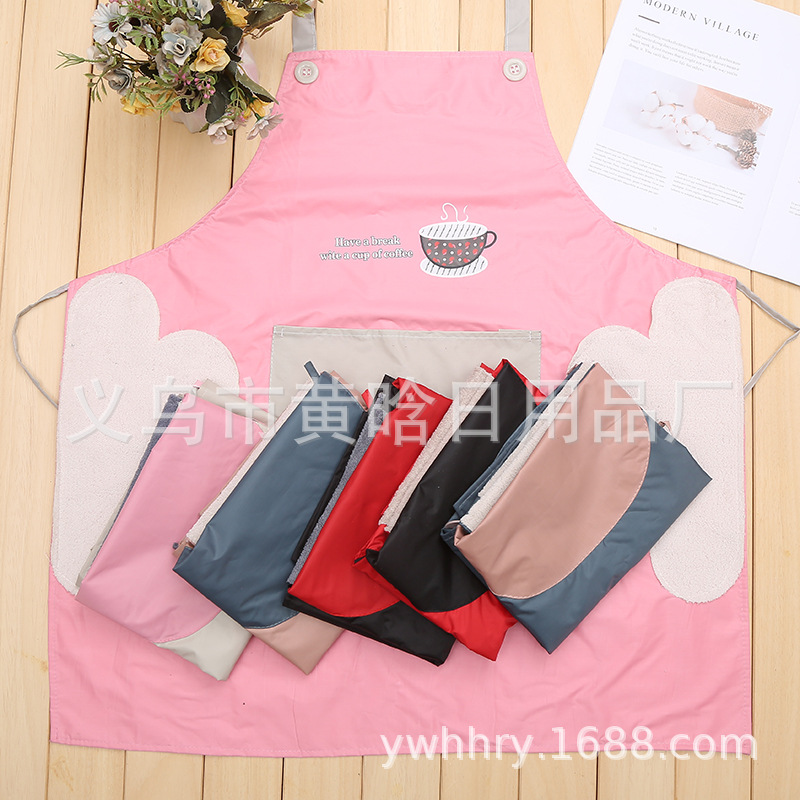 【 Hold Jia 】 Add Waterproof Gift Can Wipe Hands Absorbent Fruit Print Apron Kitchen Cleaning Gift