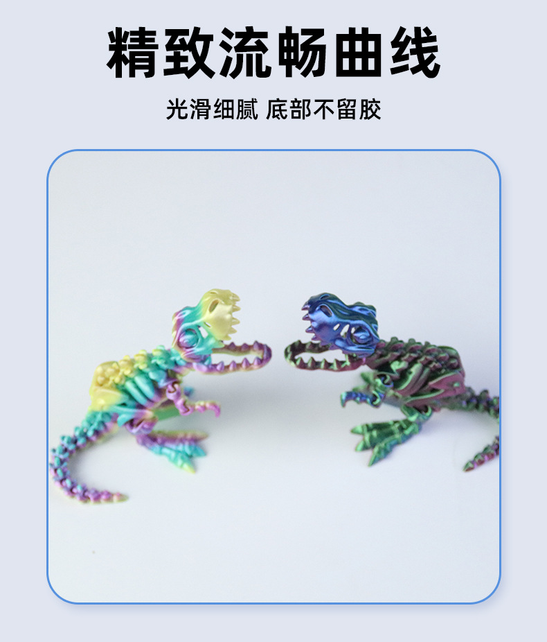 跨境3D打印霸王龙恐龙骨架一体式颅骨可活动关节大嘴工艺品玩具详情7