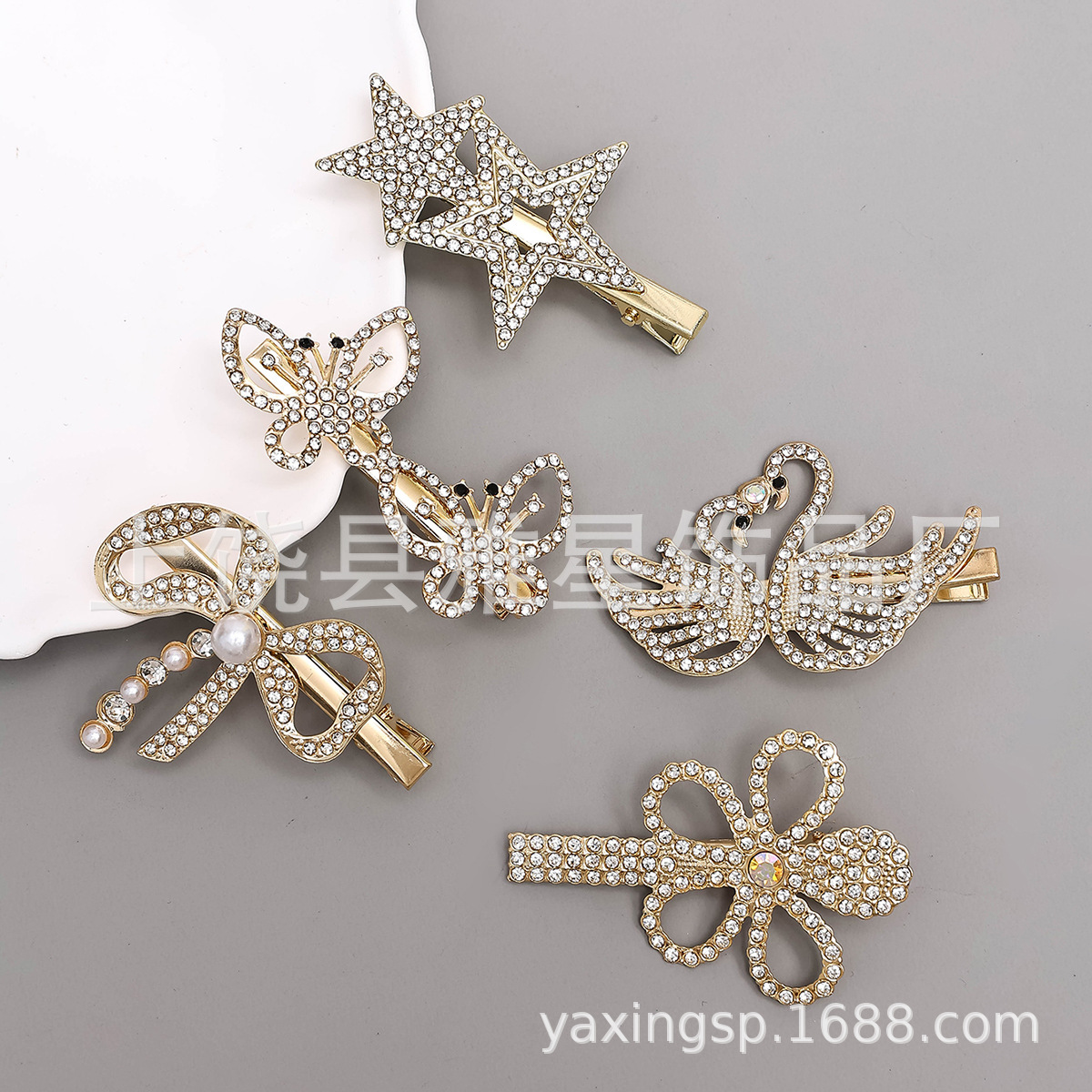 New fashionable and elegant style, light luxury and individual bangs, side clip, one-line hair accessory, leaf and broken hair clip headwear details Picture