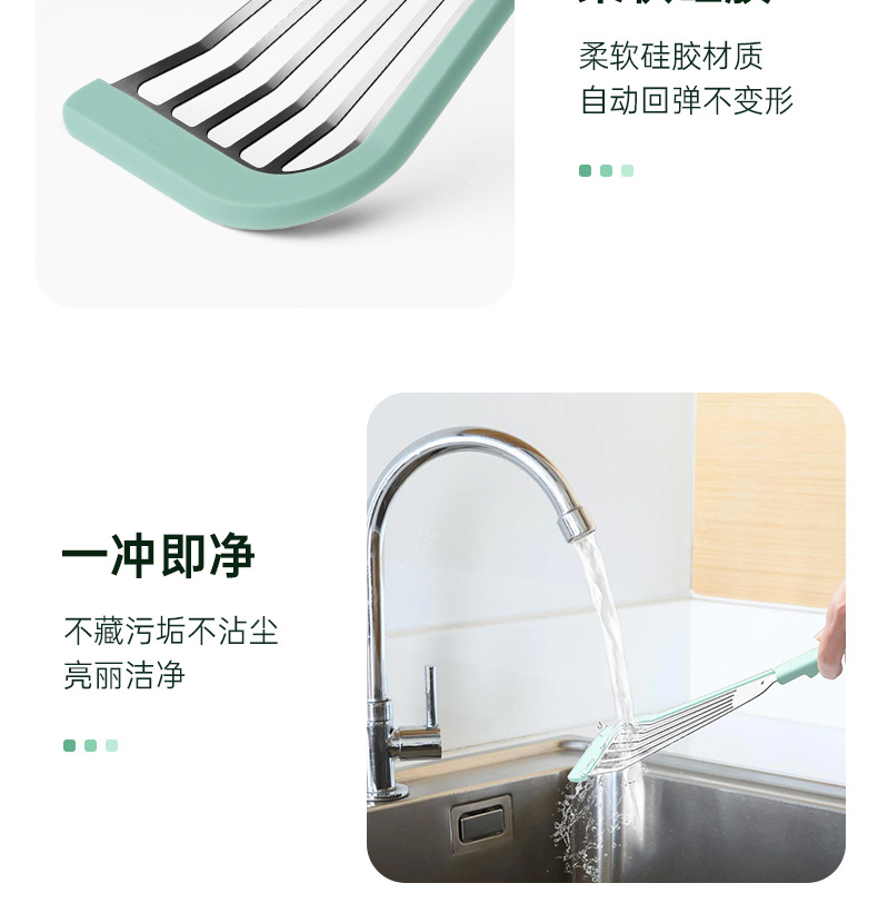 Kitchen heat-resistant frying spatula, high-temperature resistant fish frying spatula, heat-insulating non-stick pan, all-stainless steel kitchenware, anti-slip spatula for household use pic 13