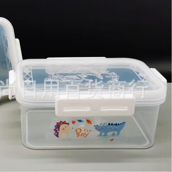 Fruit storage box, kitchen refrigerator rectangular fresh-keeping box, transparent sealed microwave heat-resistant plastic food lunch box details Picture