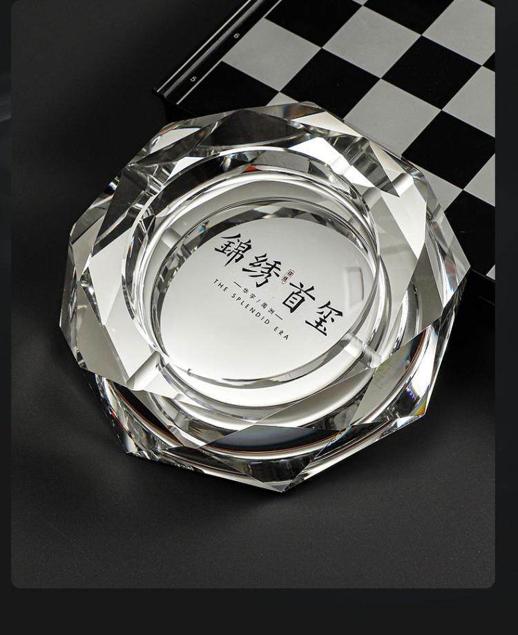 八角水晶玻璃烟灰缸创意家用客厅轻奢高级感商用酒店办公室烟缸详情12