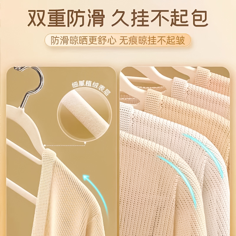 Flocking Rack Non-Slip Non-Trace Hanger Wardrobe Clothing Store Clothes Stand Dry And Wet Dual Use Home Dormitory Drying Clothes Rack Specification drawing