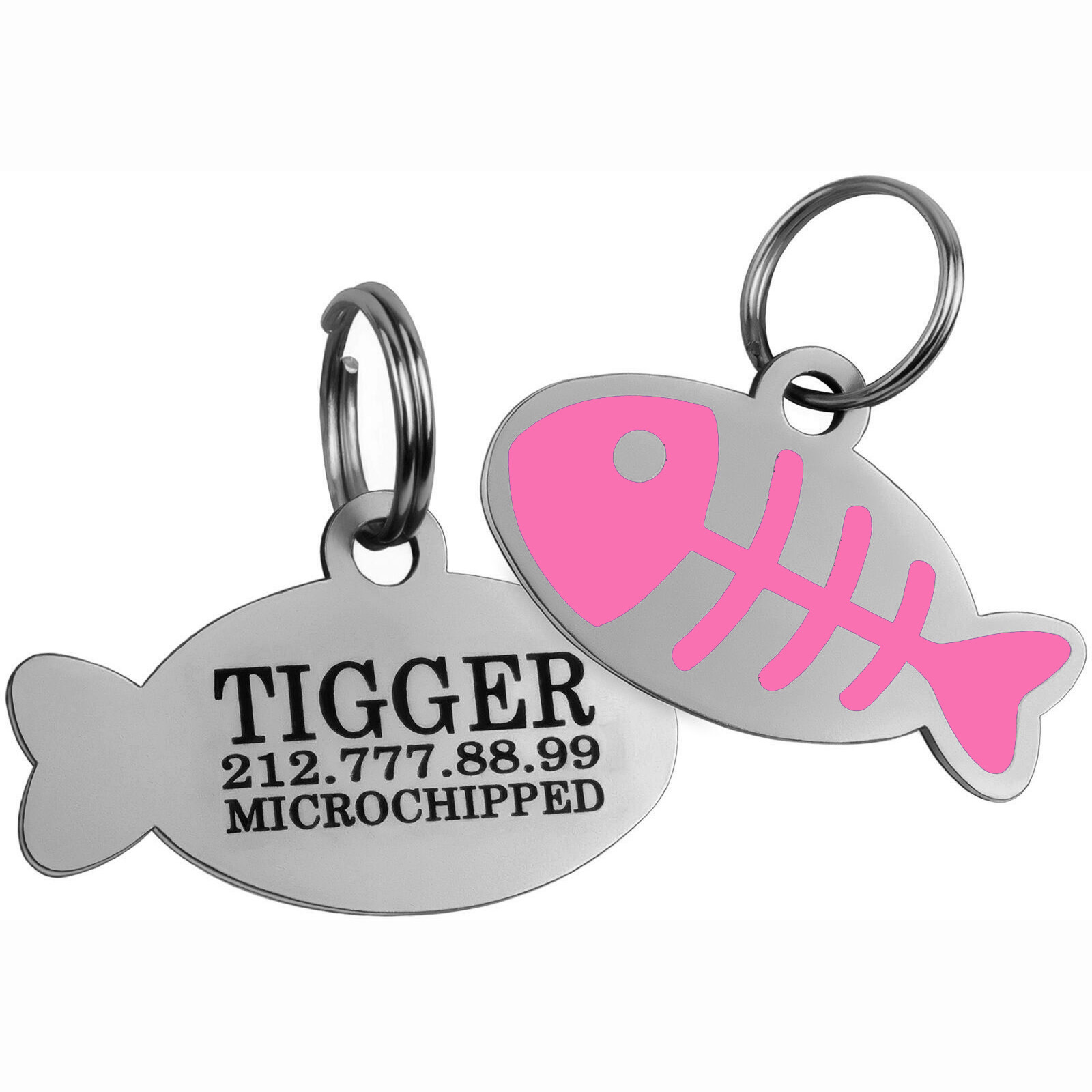 Pet collar tag, cartoon fishbone cat necklace, jewelry pendant, anti-loss engraved, outdoor pet dog tag accessory